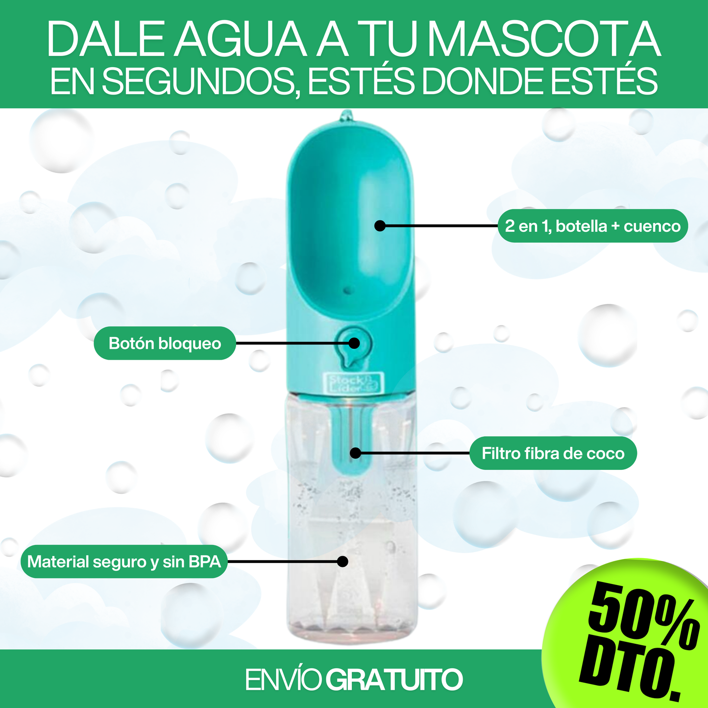 HIDRAPET® - Bebedero Portátil para Mascotas 2 en 1