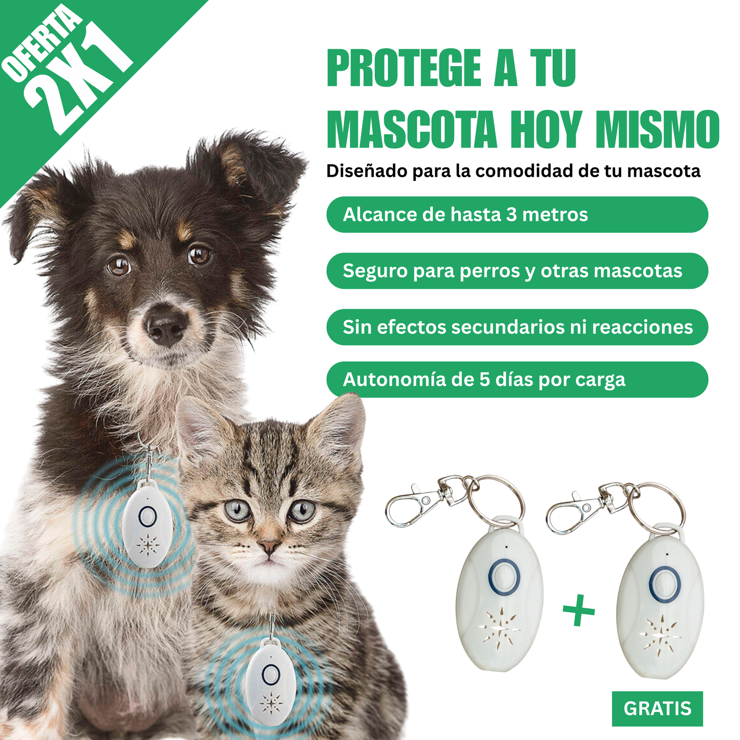 [2x1] AMICURA® - Repelente de Parásitos Ultrasónico para Mascotas