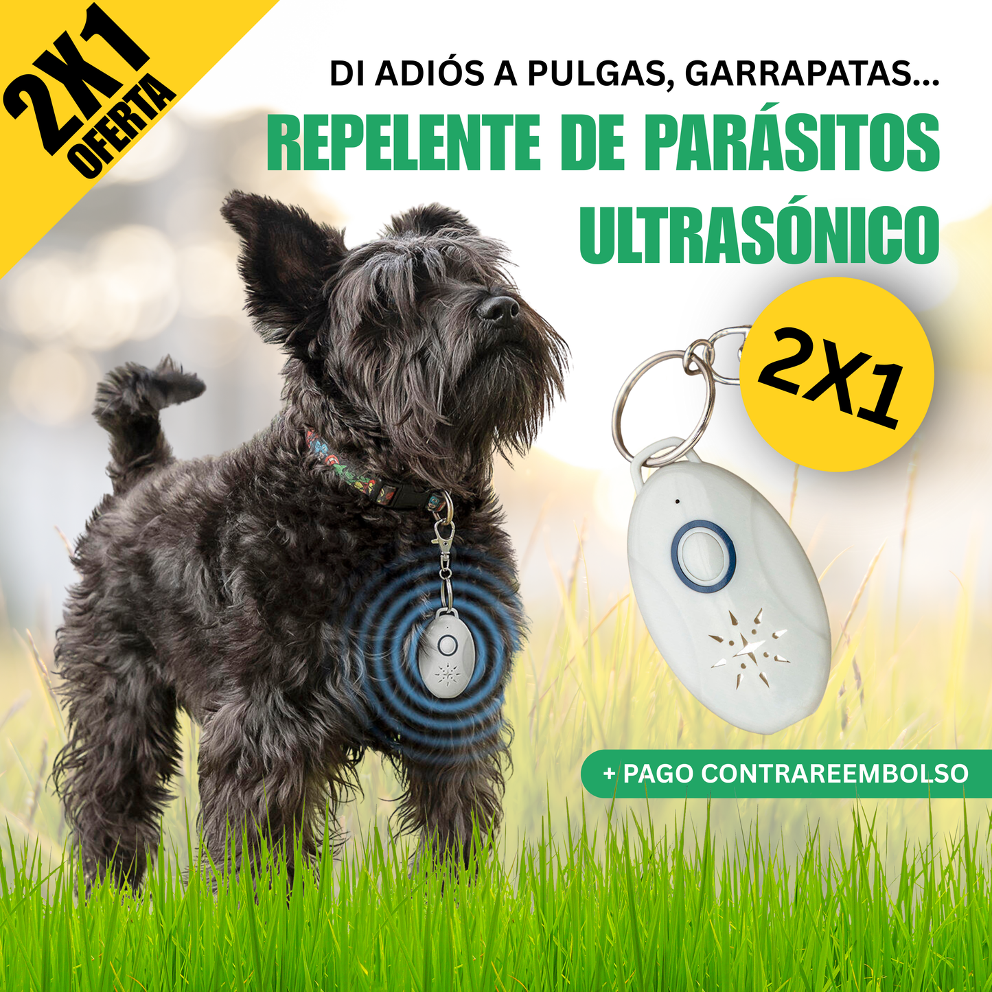 [2x1] AMICURA® - Repelente de Parásitos Ultrasónico para Mascotas