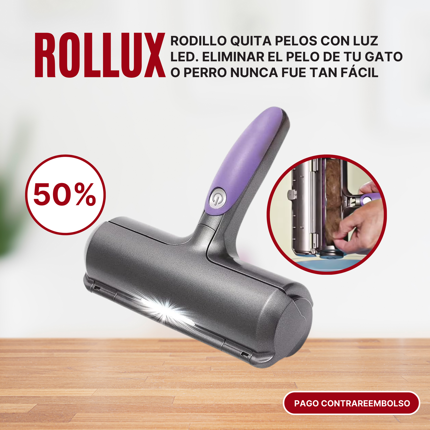 ROLLUX® - Rodillo Quita Pelos con Luz LED