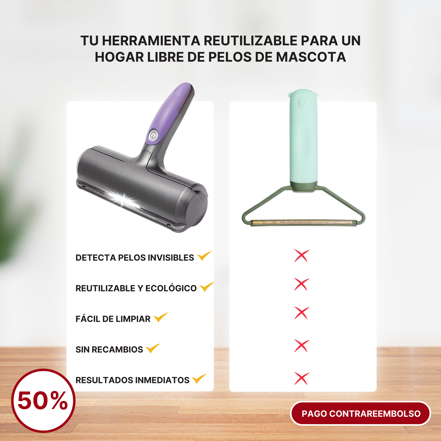 ROLLUX® - Rodillo Quita Pelos con Luz LED